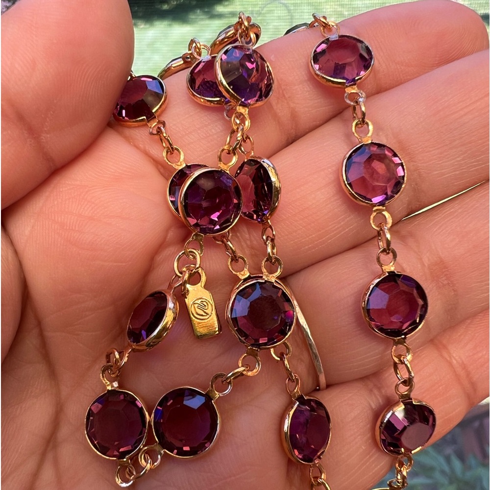 Swarovski Vintage Crystal Necklace Purple Open Bezel